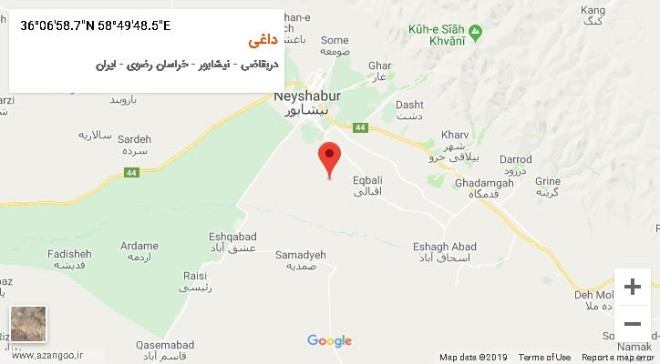 روستای داغی بر روی نقشه