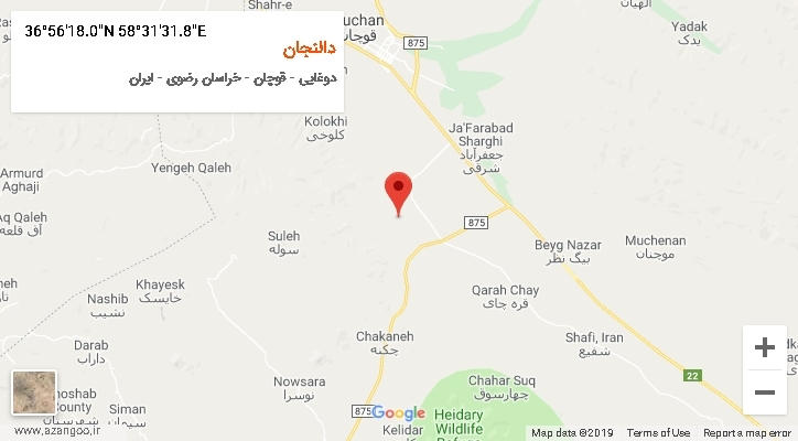 روستای دالنجان بر روی نقشه