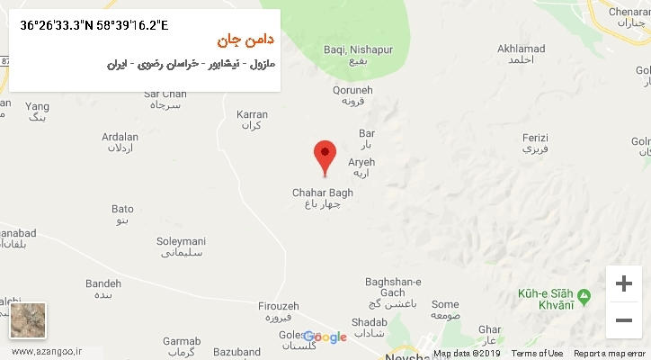 روستای دامن جان بر روی نقشه