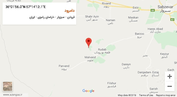 روستای دامرود بر روی نقشه