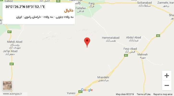روستای دانیال بر روی نقشه