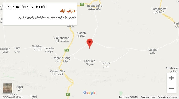 روستای دارآب اباد بر روی نقشه