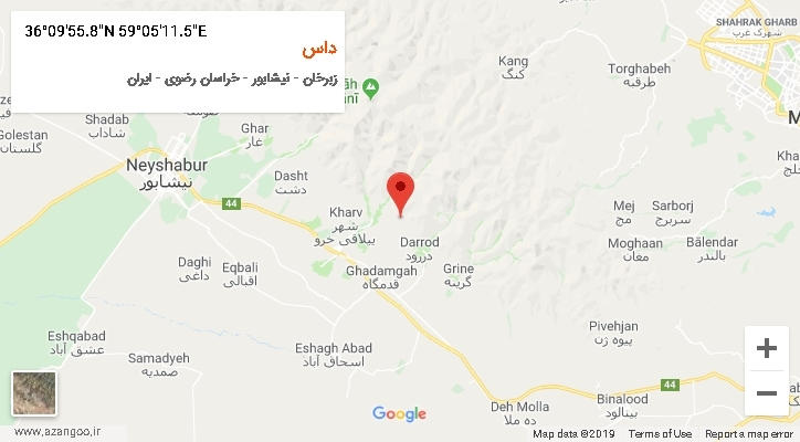 روستای داس بر روی نقشه