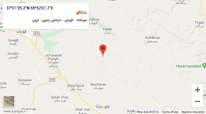 روستای ددانلو بر روی نقشه