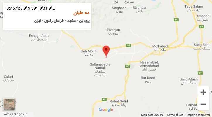 روستای ده علیان بر روی نقشه