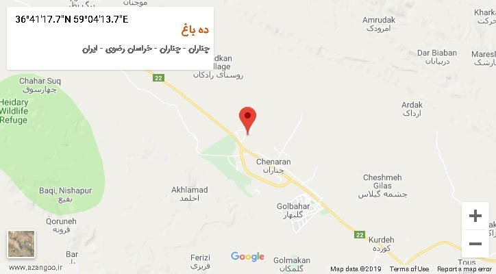 روستای ده باغ بر روی نقشه
