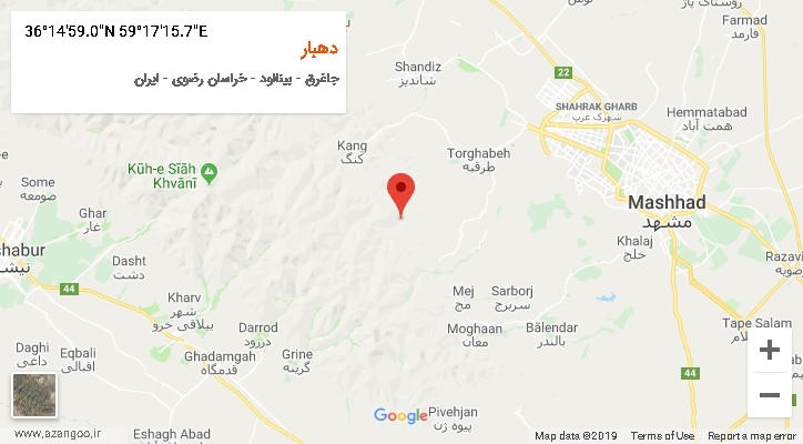 روستای دهبار بر روی نقشه