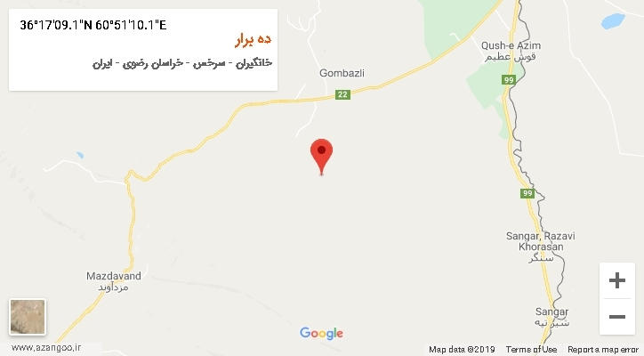 روستای ده برار بر روی نقشه