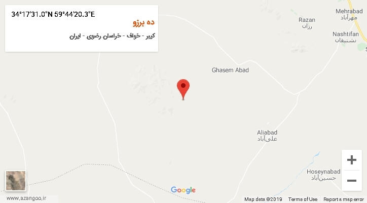 روستای ده برزو بر روی نقشه