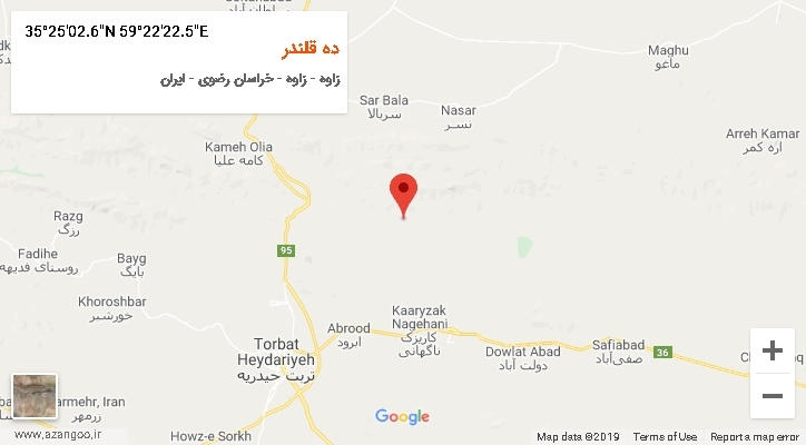 روستای ده قلندر بر روی نقشه