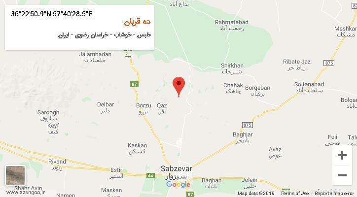 روستای ده قربان بر روی نقشه