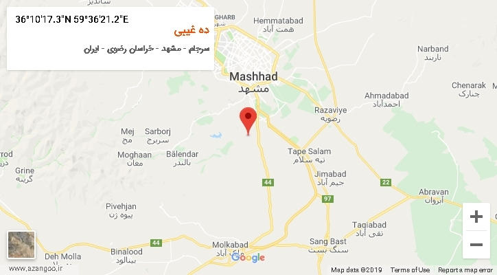 روستای ده غیبی بر روی نقشه