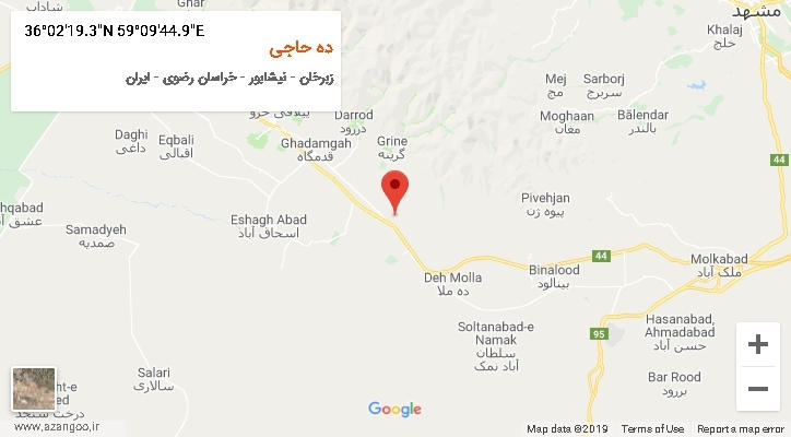 روستای ده حاجی بر روی نقشه