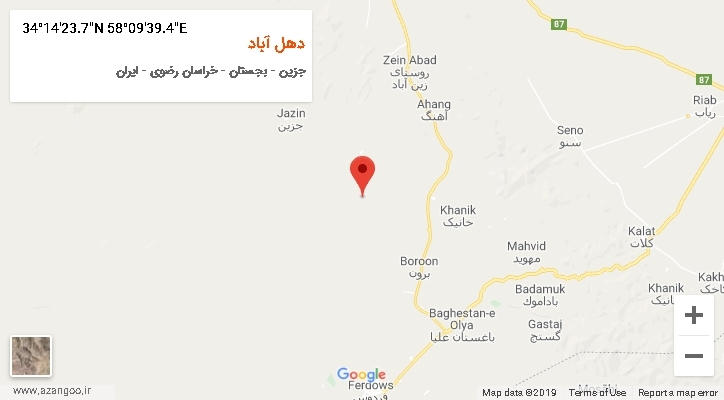روستای دهل آباد بر روی نقشه