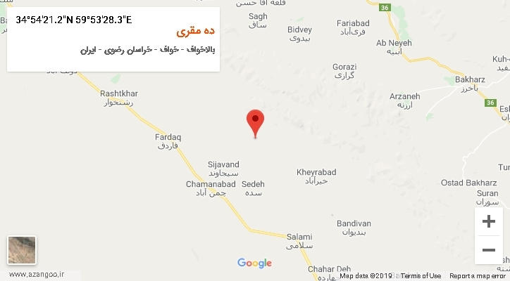 روستای ده مقری بر روی نقشه