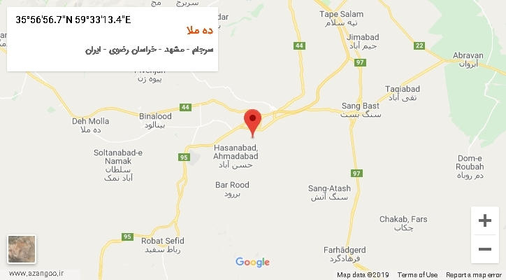روستای ده ملا بر روی نقشه