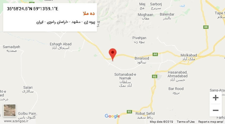 روستای ده ملا بر روی نقشه