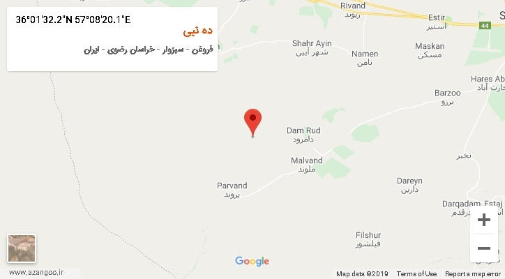 روستای ده نبی بر روی نقشه