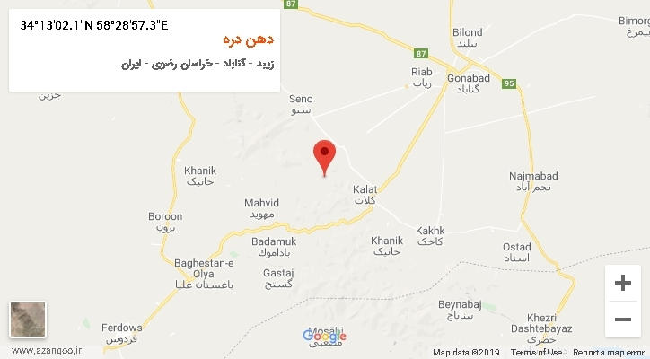 روستای دهن دره بر روی نقشه