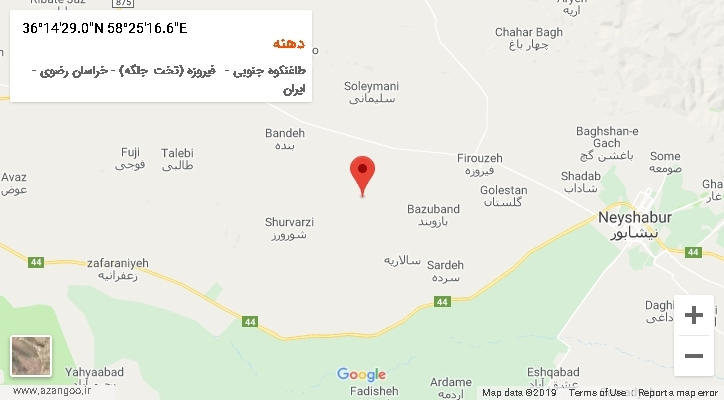 روستای دهنه بر روی نقشه