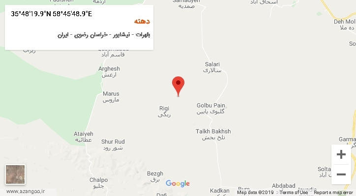 روستای دهنه بر روی نقشه