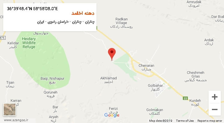 روستای دهنه اخلمد بر روی نقشه