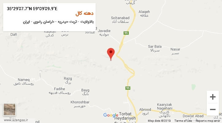 روستای دهنه کال بر روی نقشه