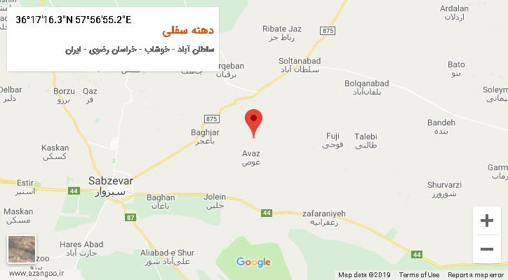 روستای دهنه سفلی بر روی نقشه