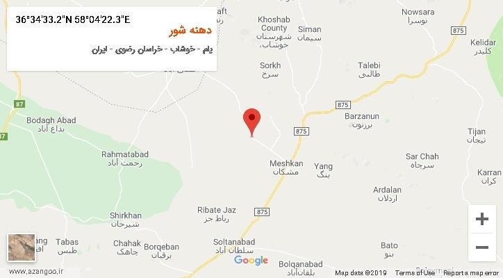 روستای دهنه شور بر روی نقشه