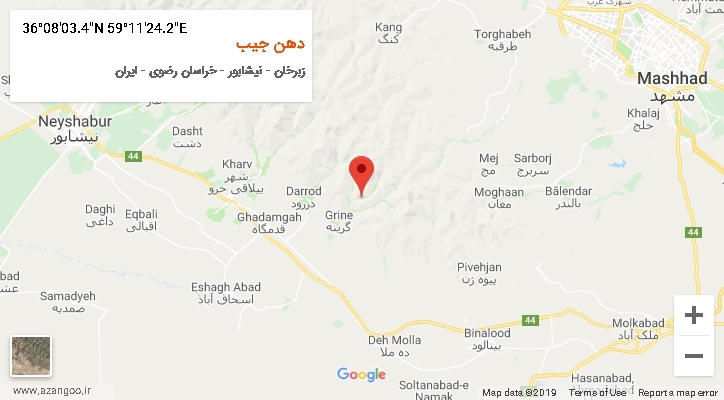 روستای دهن جیب بر روی نقشه