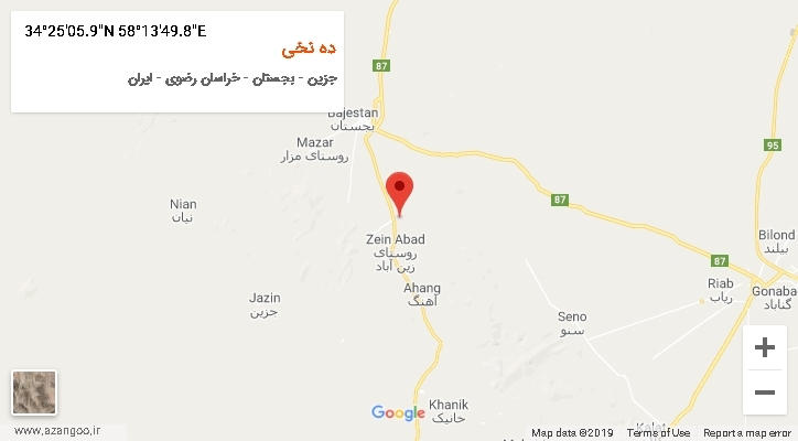 روستای ده نخی بر روی نقشه