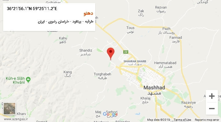 روستای دهنو بر روی نقشه
