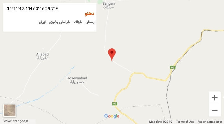 روستای دهنو بر روی نقشه