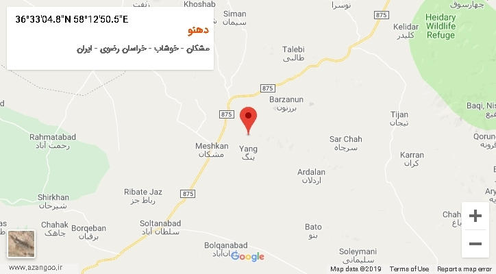 روستای دهنو بر روی نقشه
