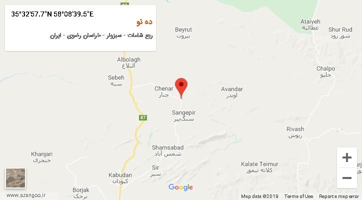 روستای ده نو بر روی نقشه