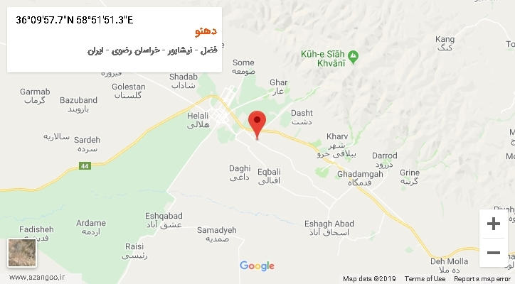 روستای دهنو بر روی نقشه