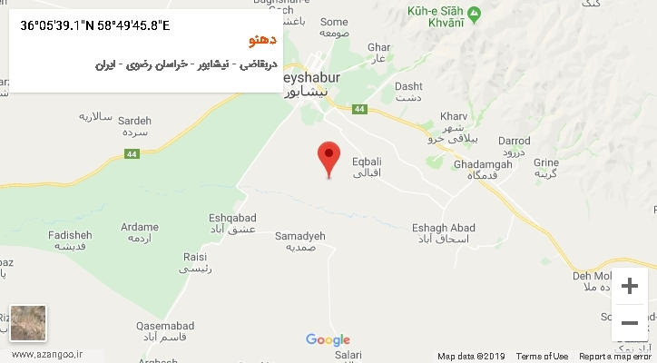 روستای دهنو بر روی نقشه