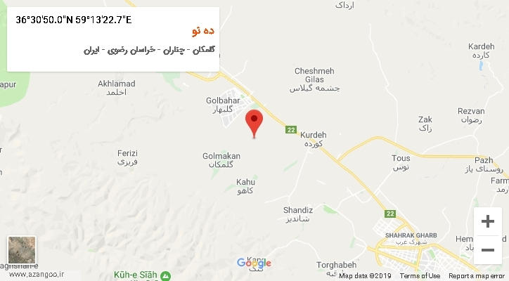 روستای ده نو بر روی نقشه