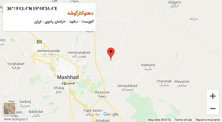 روستای دهنوکنارگوشه بر روی نقشه