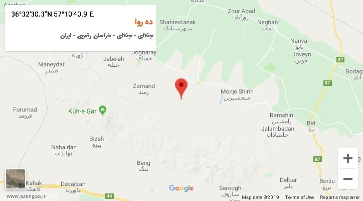 روستای ده روا بر روی نقشه