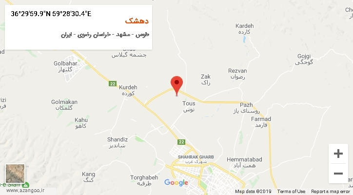 روستای دهشک بر روی نقشه