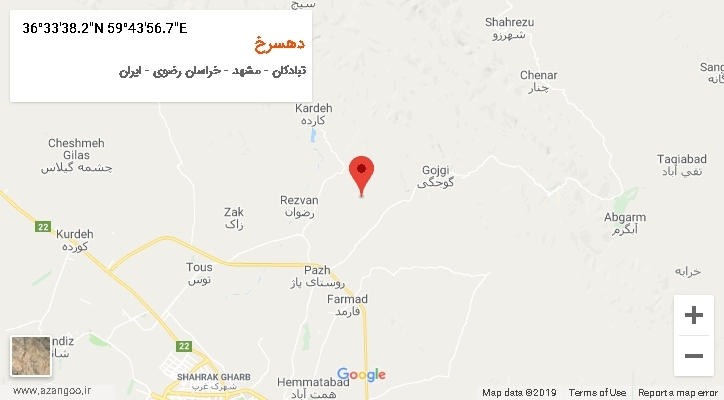 روستای دهسرخ بر روی نقشه
