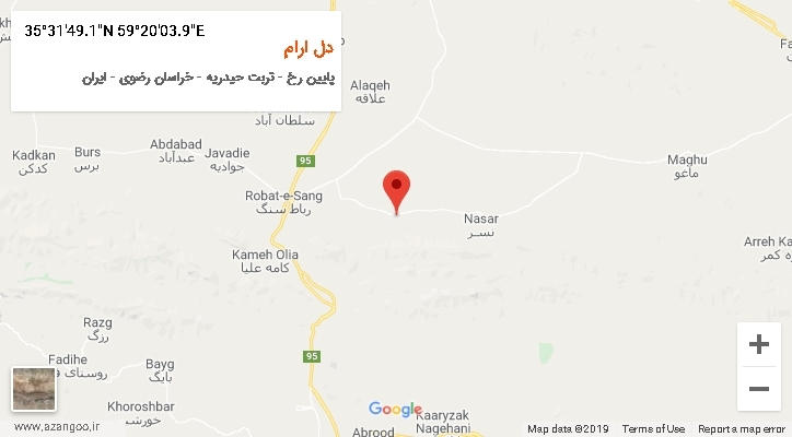 روستای دل ارام بر روی نقشه