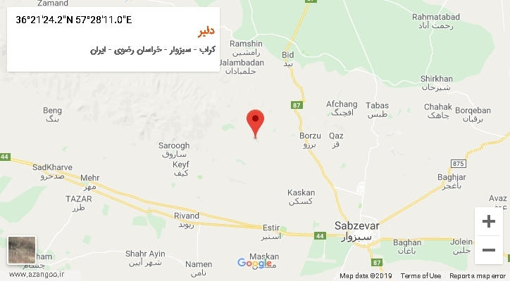 روستای دلبر بر روی نقشه