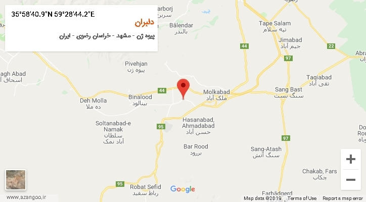 روستای دلبران بر روی نقشه