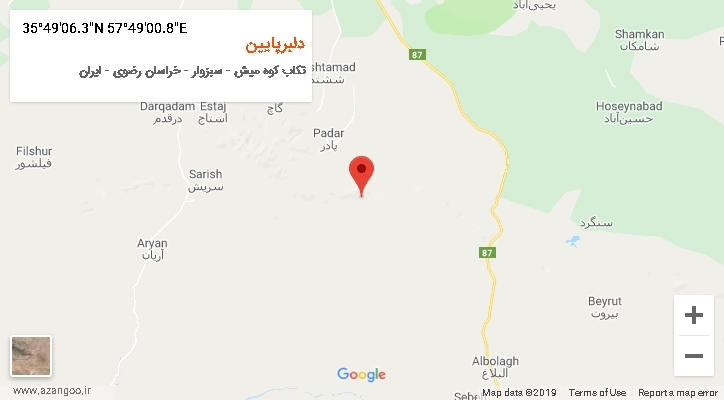 روستای دلبرپایین بر روی نقشه