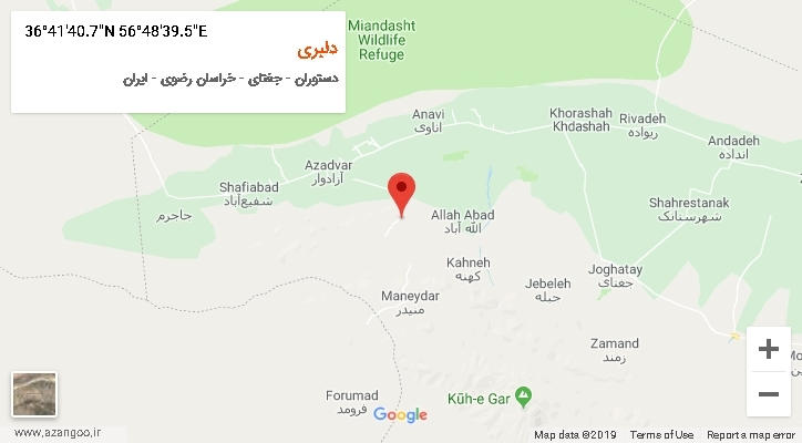 روستای دلبری بر روی نقشه