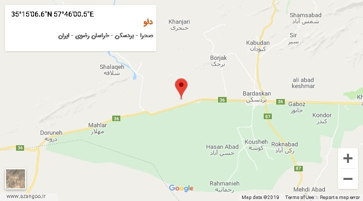 روستای دلو بر روی نقشه