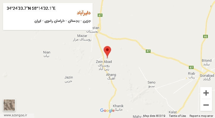 روستای دلیرآباد بر روی نقشه