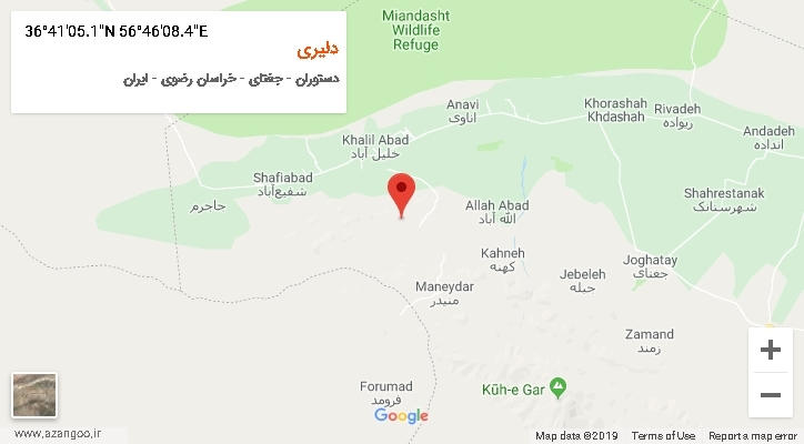 روستای دلیری بر روی نقشه